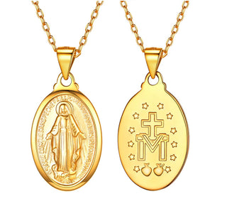 18K Gold-Plated Miraculous Medal Necklace Set