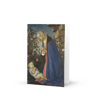New Baby Card - Virgin Adoring the Sleeping Christ Child by Botticelli: front
