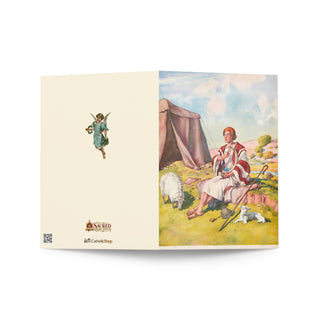 Pet Sympathy Card - Young David Keeping His Father's Sheep Vintage Bible Print: outside